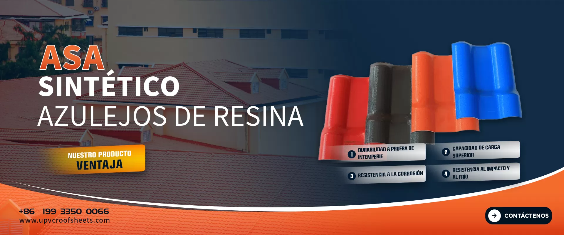 Efecto de instalación de tejas de techo de UPVC de resina sintética asa