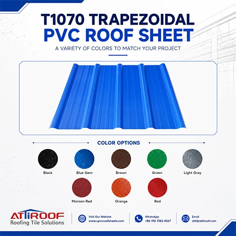 Corrosion-Resistant Industrial Roofing T1070 PVC Roof Sheet