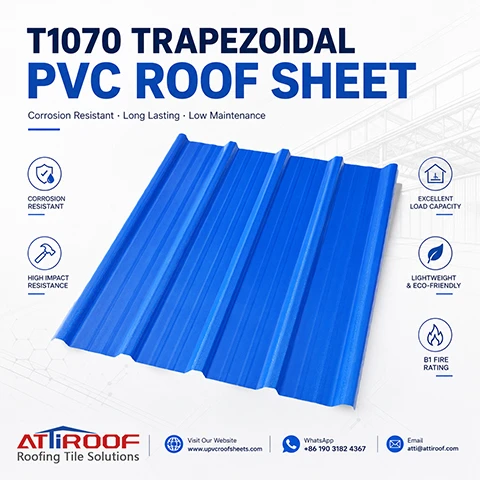 Corrosion-Resistant Industrial Roofing T1070 PVC Roof Sheet